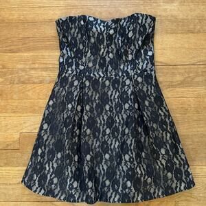 Blanco black lace strapless a-line mini dress sweetheart neckline medium M b10